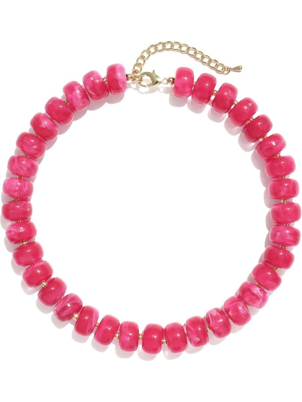 Women's Rose Pink Chunky Acrylic Beaded Choker Statement Trendy Jewelry Gift